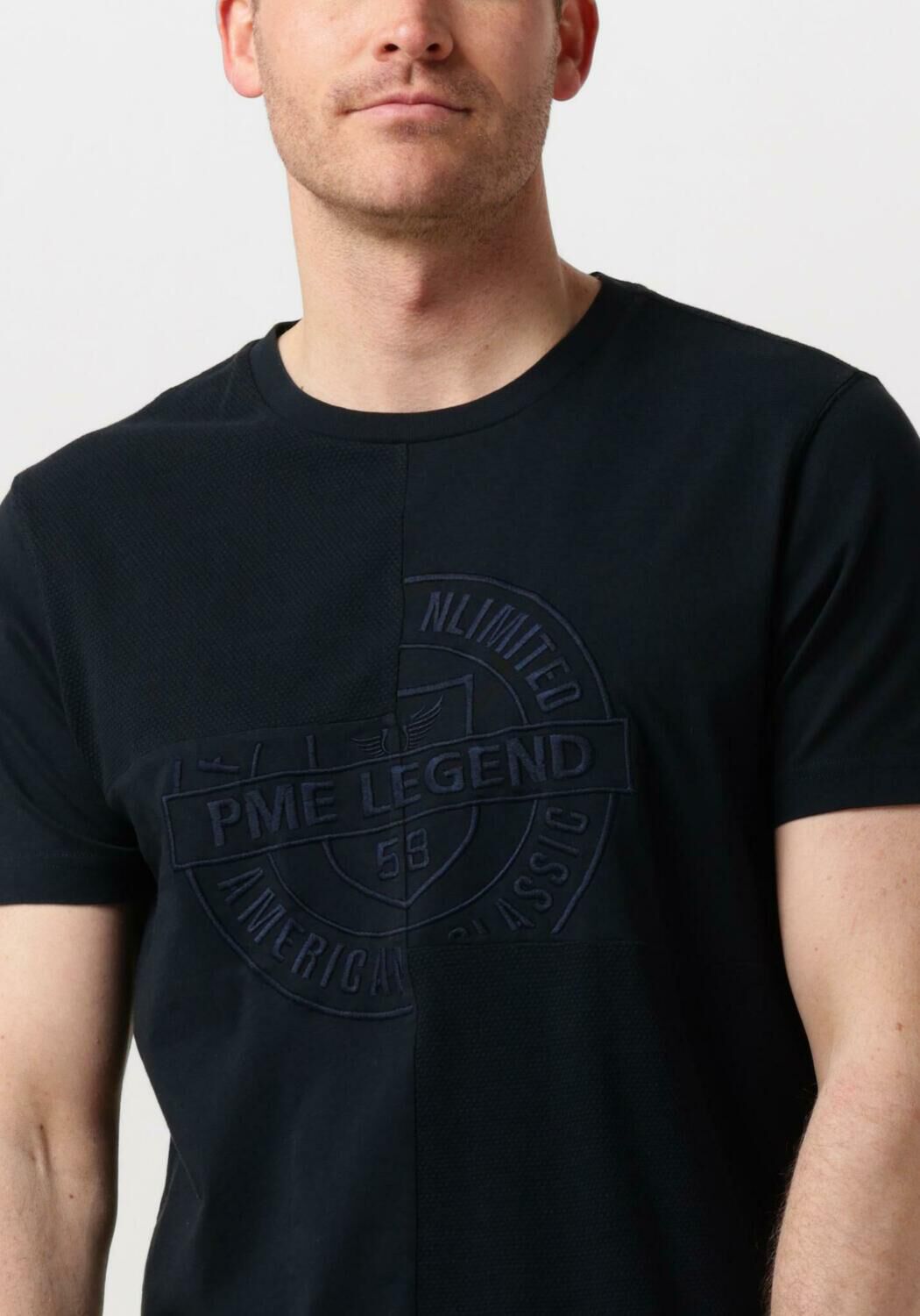 PME LEGEND Heren Polo's & T-shirts Short Sleeve R-neck Play Mix Pique Blauw