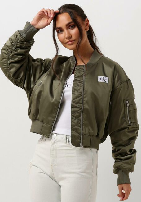 Olijf CALVIN KLEIN Jack SATIN BOMBER - large