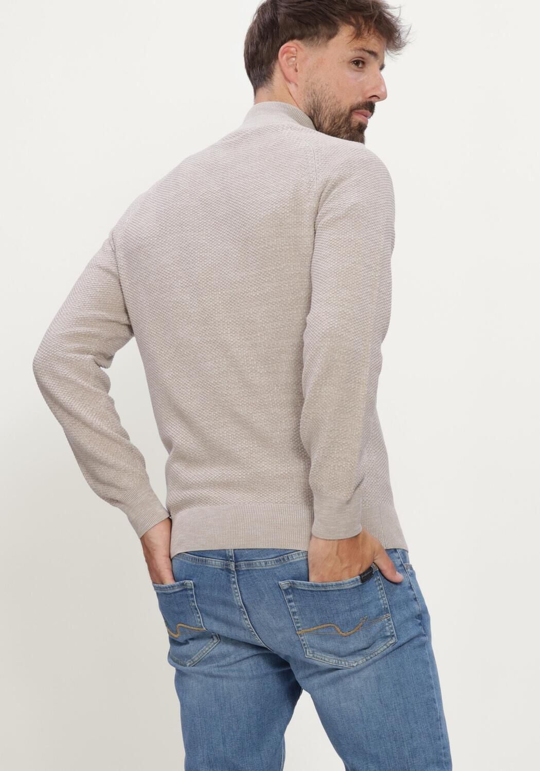 Beige GENTILUOMO Trui TURTLE ZIP LS - large