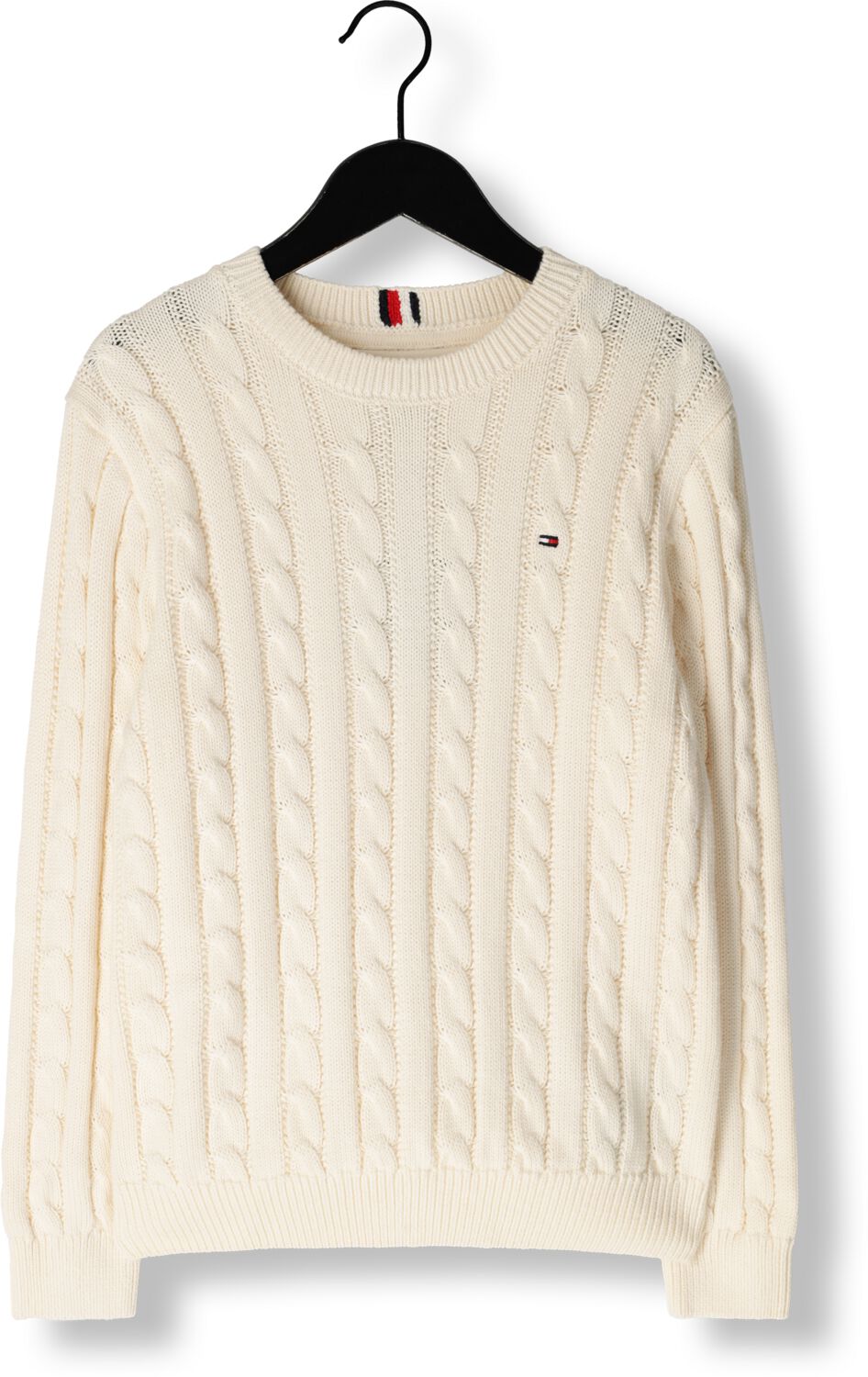 Tommy Hilfiger gebreide trui ecru Wit Jongens Katoen Ronde hals Effen 152
