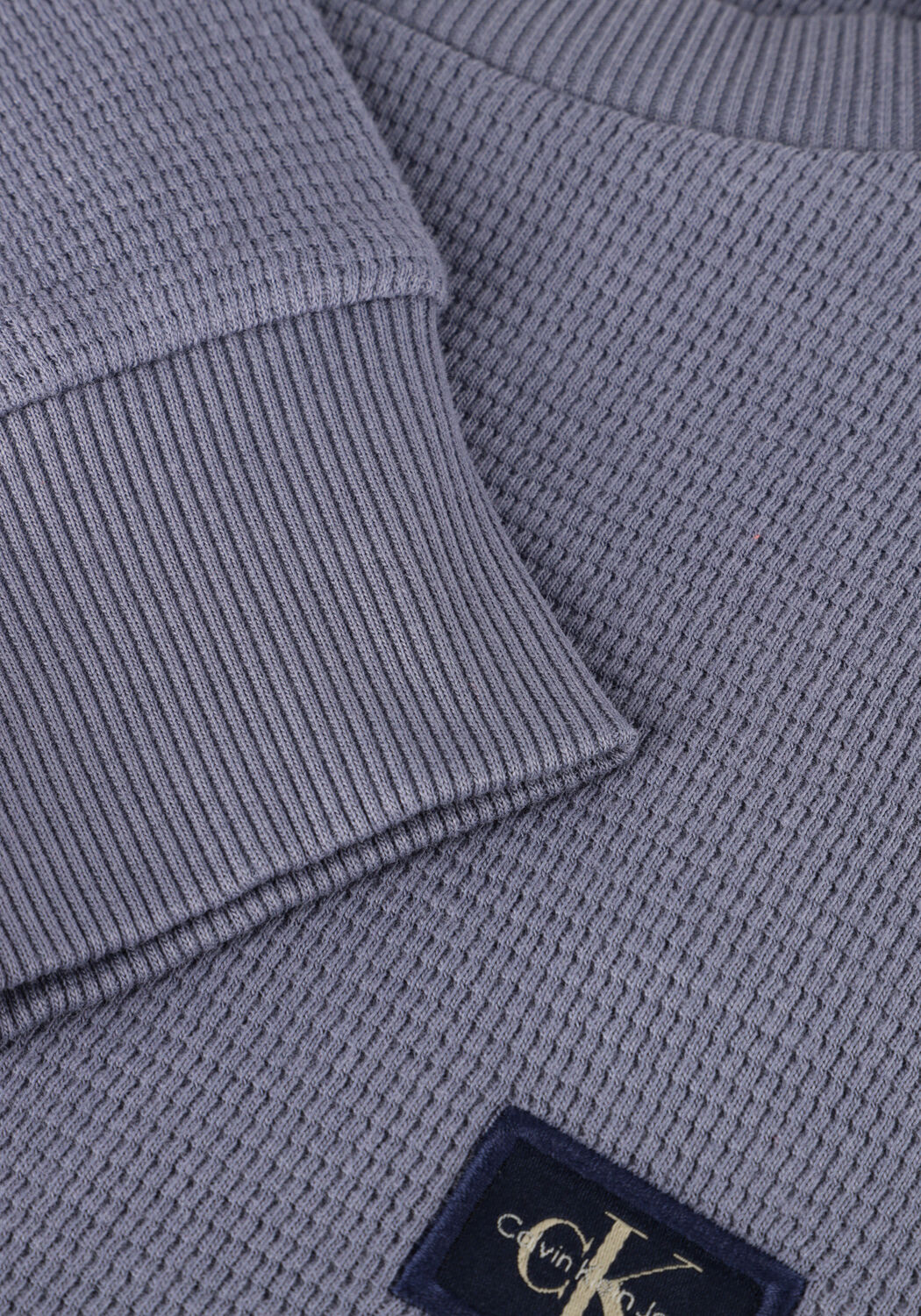 Blauwe CALVIN KLEIN Trui WOVEN LABEL WAFFLE LS TEE - large