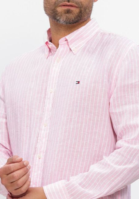 Roze TOMMY HILFIGER Casual overhemd LINEN BENGAL STRIPE RF SHIRT - large
