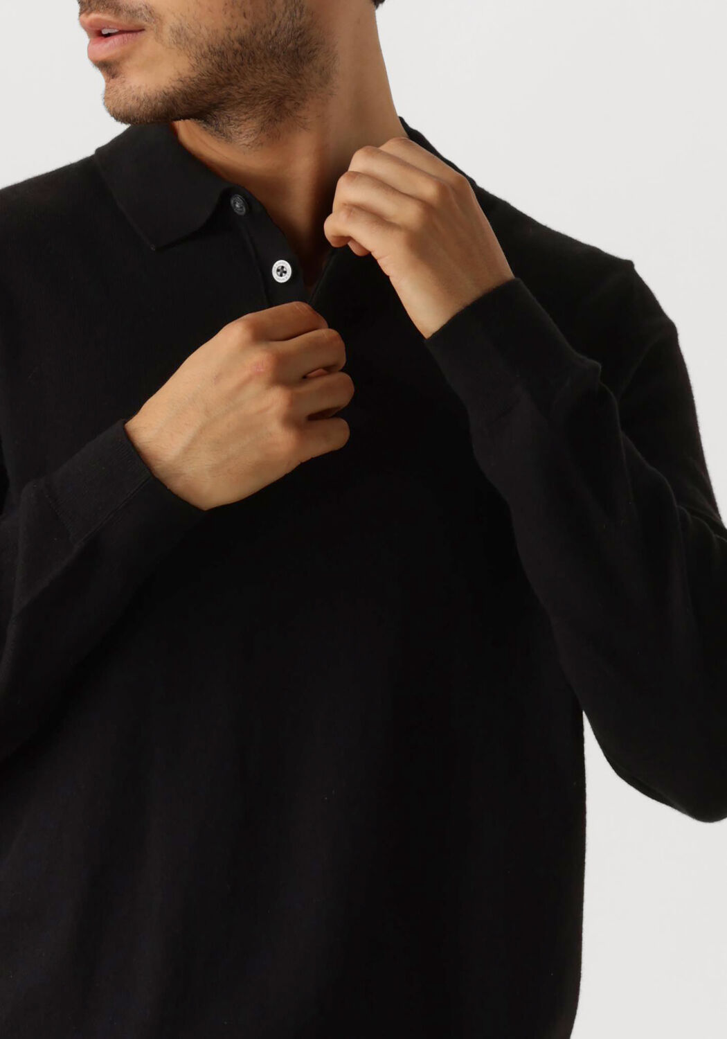 LYLE & SCOTT Heren Truien & Vesten Cotton Merino Long Sleeve Knitted Polo Zwart