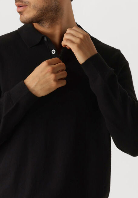 Zwarte LYLE & SCOTT Trui COTTON MERINO LONG SLEEVE KNITTED POLO - large