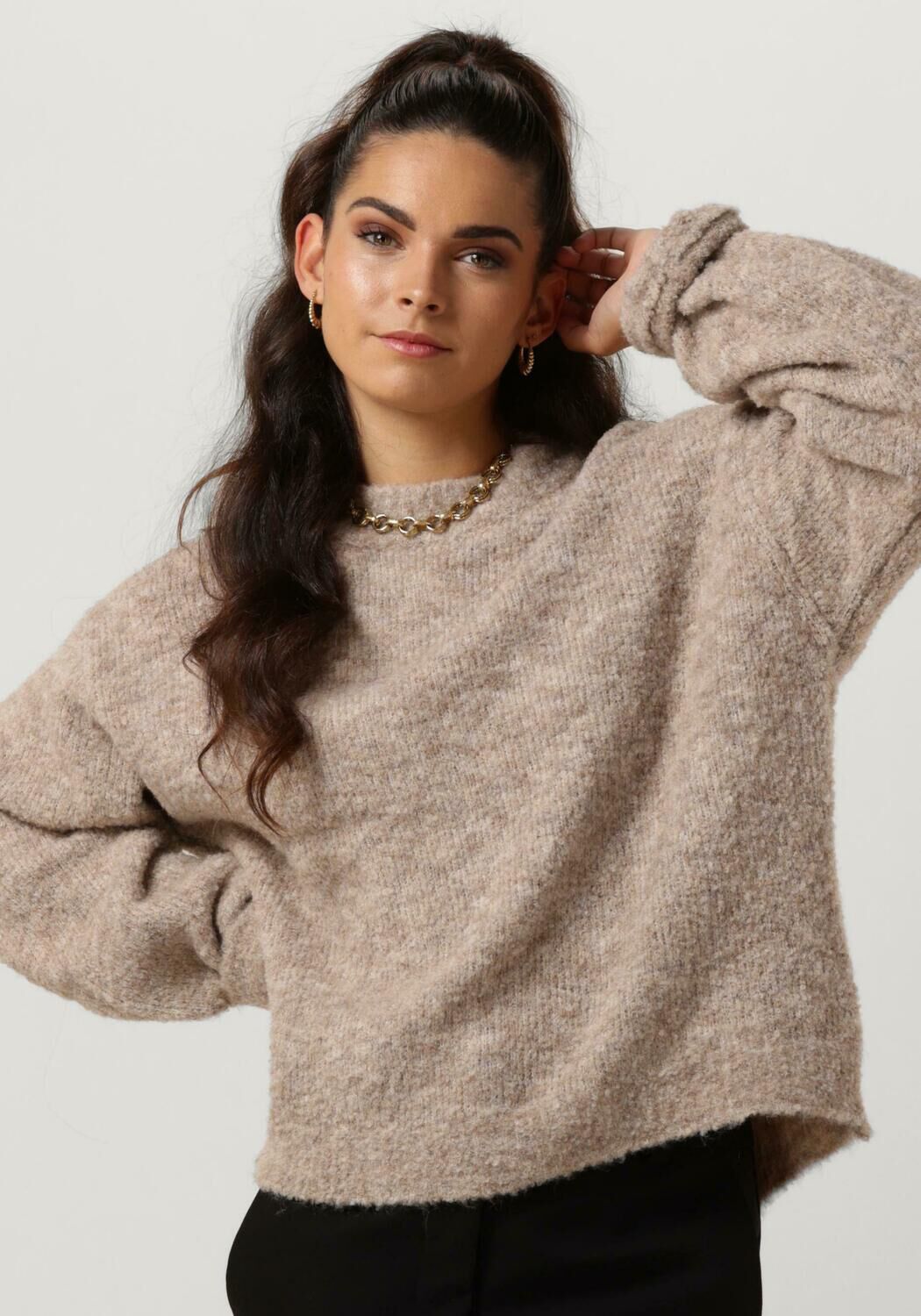 NOTRE V Dames Truien Vesten Nv clarice Boucle Knit Blouse Zand
