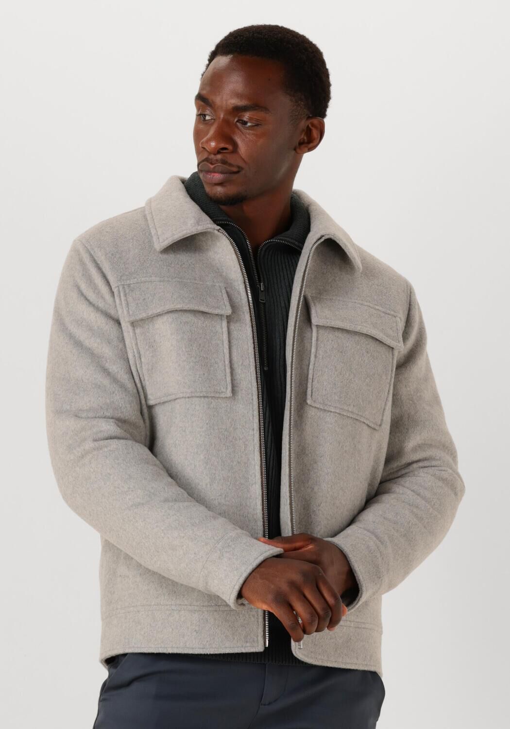 Lichtgrijze DSTREZZED Jack COLTON WOOL JACKET | Omoda