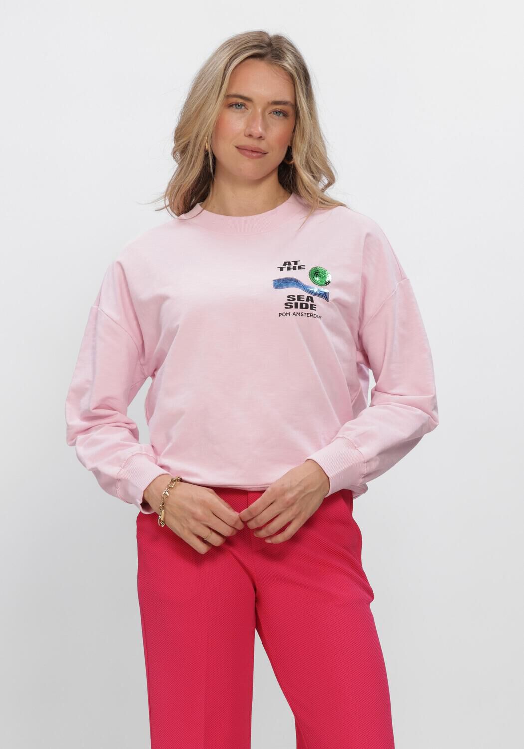 Roze POM AMSTERDAM Truien/vesten SWEATER SEASIDE PINK - large
