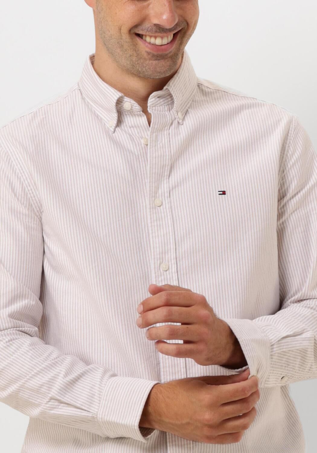 TOMMY HILFIGER Heren Overhemden Heritage Oxford Stripe Rf Shirt Beige