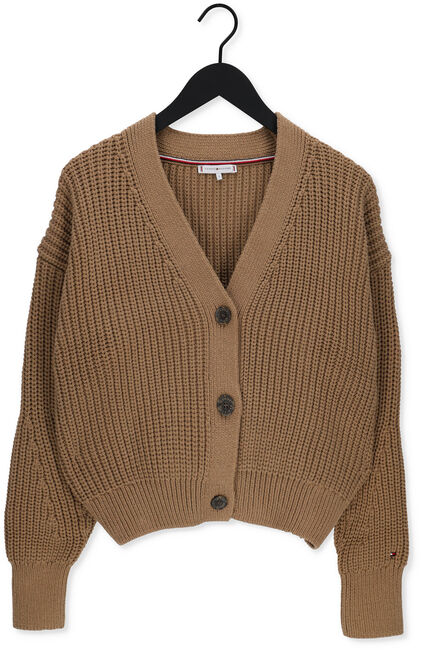 Camel TOMMY HILFIGER Vest ORG COTTON BUTTON V-NK CARDIGAN - large