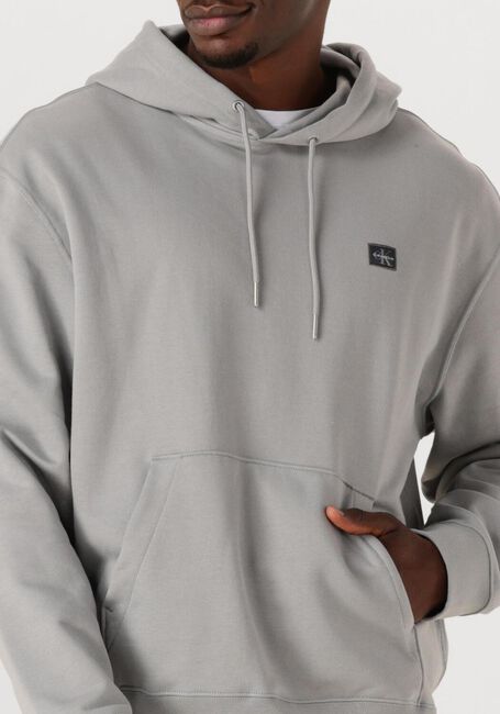 Grijze CALVIN KLEIN Sweater LS EU BADGE 350 TERRY HOODIE - large