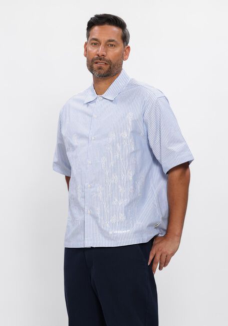 Lichtblauwe WOODBIRD Casual overhemd WBWANG OX FLOWER SHIRT - large