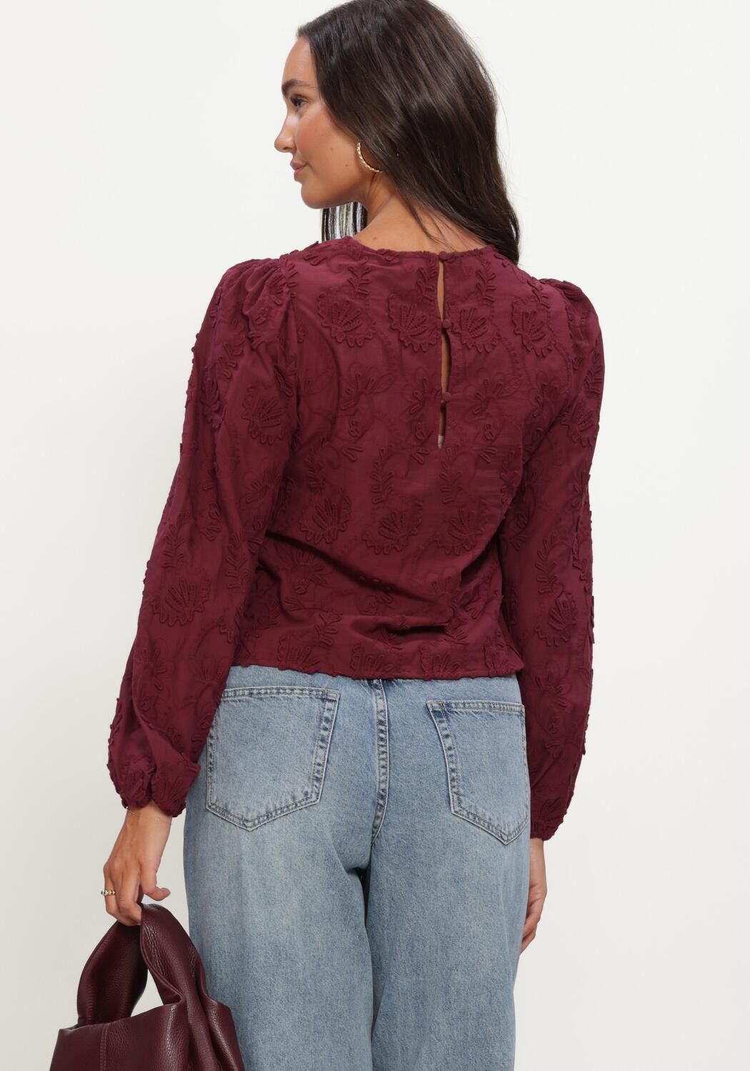 Bordeaux OBJECT Blouses OBJMYA RE L/S TOP NOOS - large