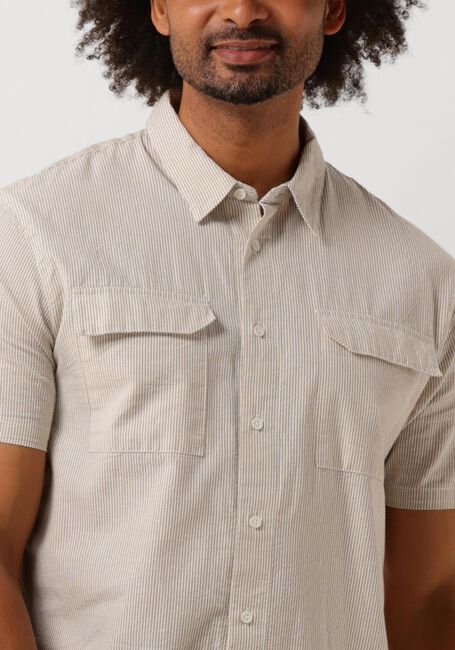 Taupe PURE PATH Casual overhemd SEERSUCKER SHORTSLEEVE SHIRT WITH CHEST POCKETS - large