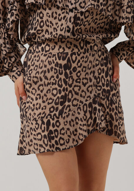 Bruine ALIX THE LABEL Minirok LADIES WOVEN ANIMAL RUFFLE SKIRT - large