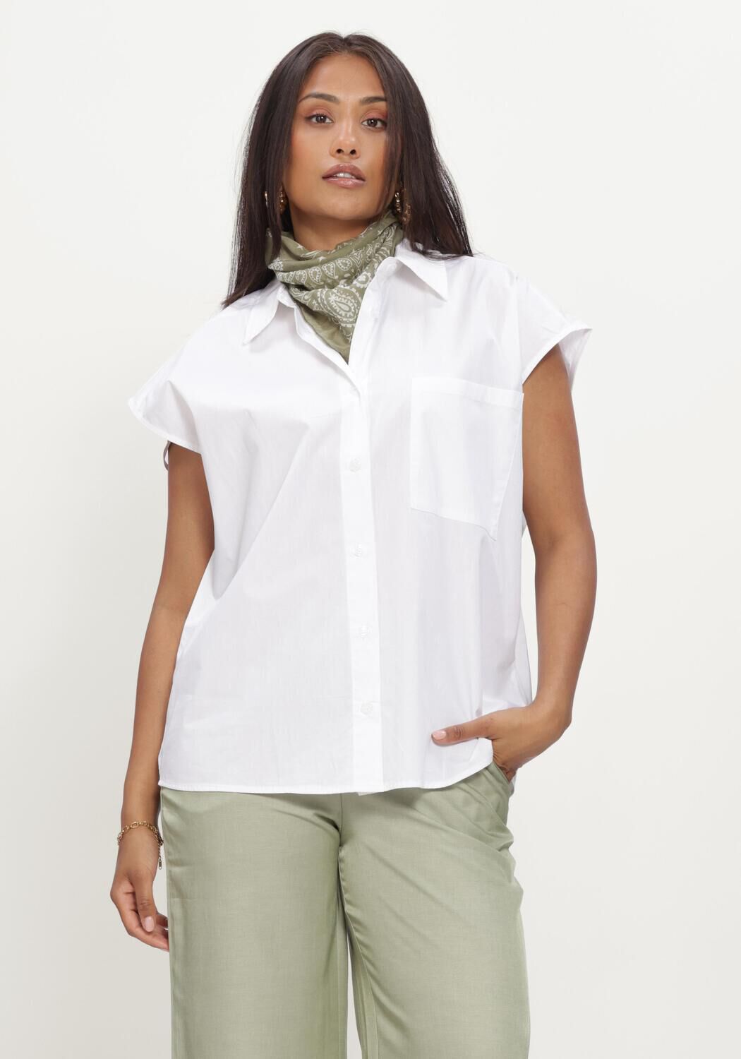 Witte REFINED DEPARTMENT Blouses LADIES WOVEN SLEEVELESS POPLIN BLOUSE RAFFY - large