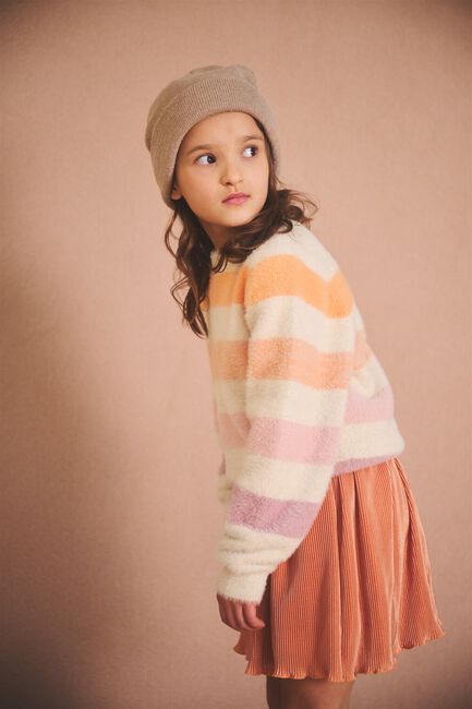 Creme NONO Trui KETAN FLUFFY YARN STRIPED SWEATER - large