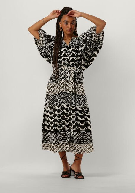 Zwarte NUKUS Midi jurk AMELIA DRESS GRAPHIC - large
