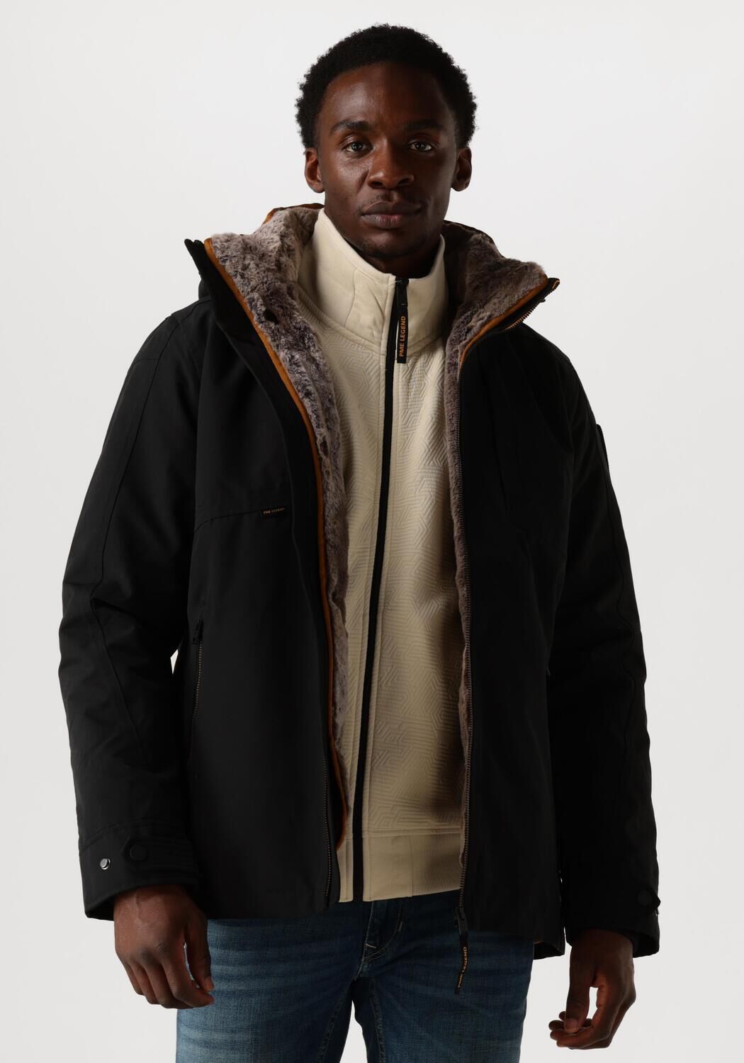PME LEGEND Heren Jassen Semi Long Jacket Snowpack Trail Ripstop Zwart