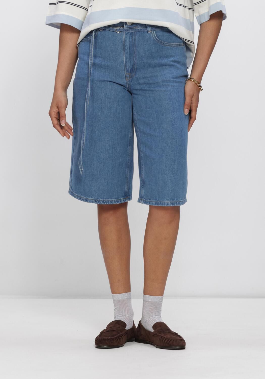 Blauwe SELECTED WOMEN Korte broek SLFTENNA MW BERMUDA DENIM SHORTS - large