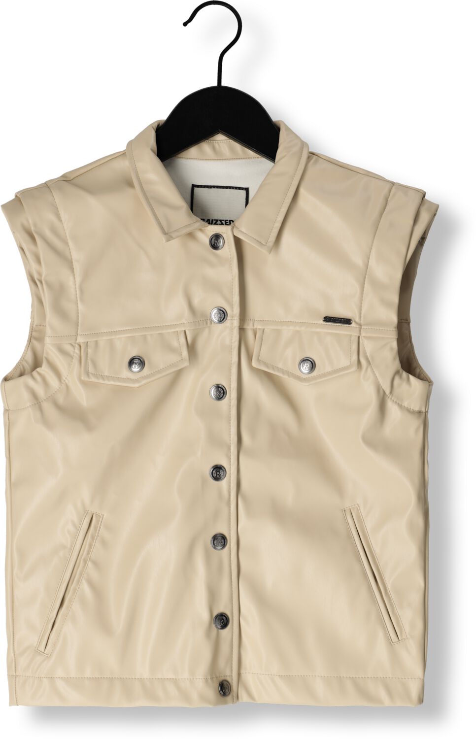 Raizzed imitatieleren gilet Isabel beige Meisjes Imitatieleer Klassieke kraag 140