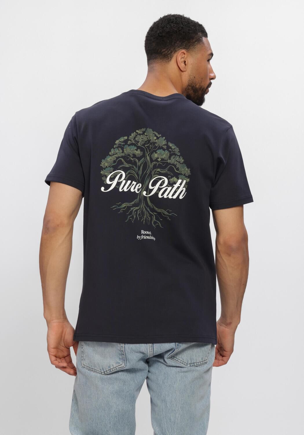 Donkerblauwe PURE PATH T-shirt ROOTED TREE - large