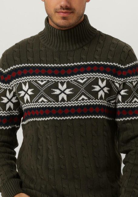 Donkergroene SELECTED MEN Coltrui SLHFLAKE LS KNIT CABLE HIGH NE - large