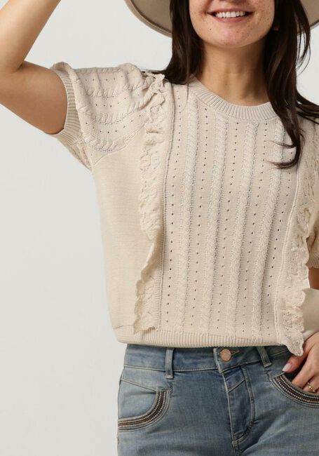 Witte SUMMUM Trui SHORT SLEEVE SWEATER VISCOSE POLYAMIDE KNIT - large