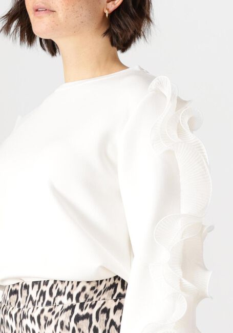 Witte JANSEN AMSTERDAM Top KALLIE TRUI SS 196 LONG SLEEVE RUFFLE - large