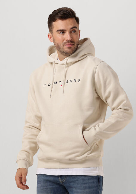Beige TOMMY JEANS Trui TJM REG LINEAR LOGO HOODIE EXT - large