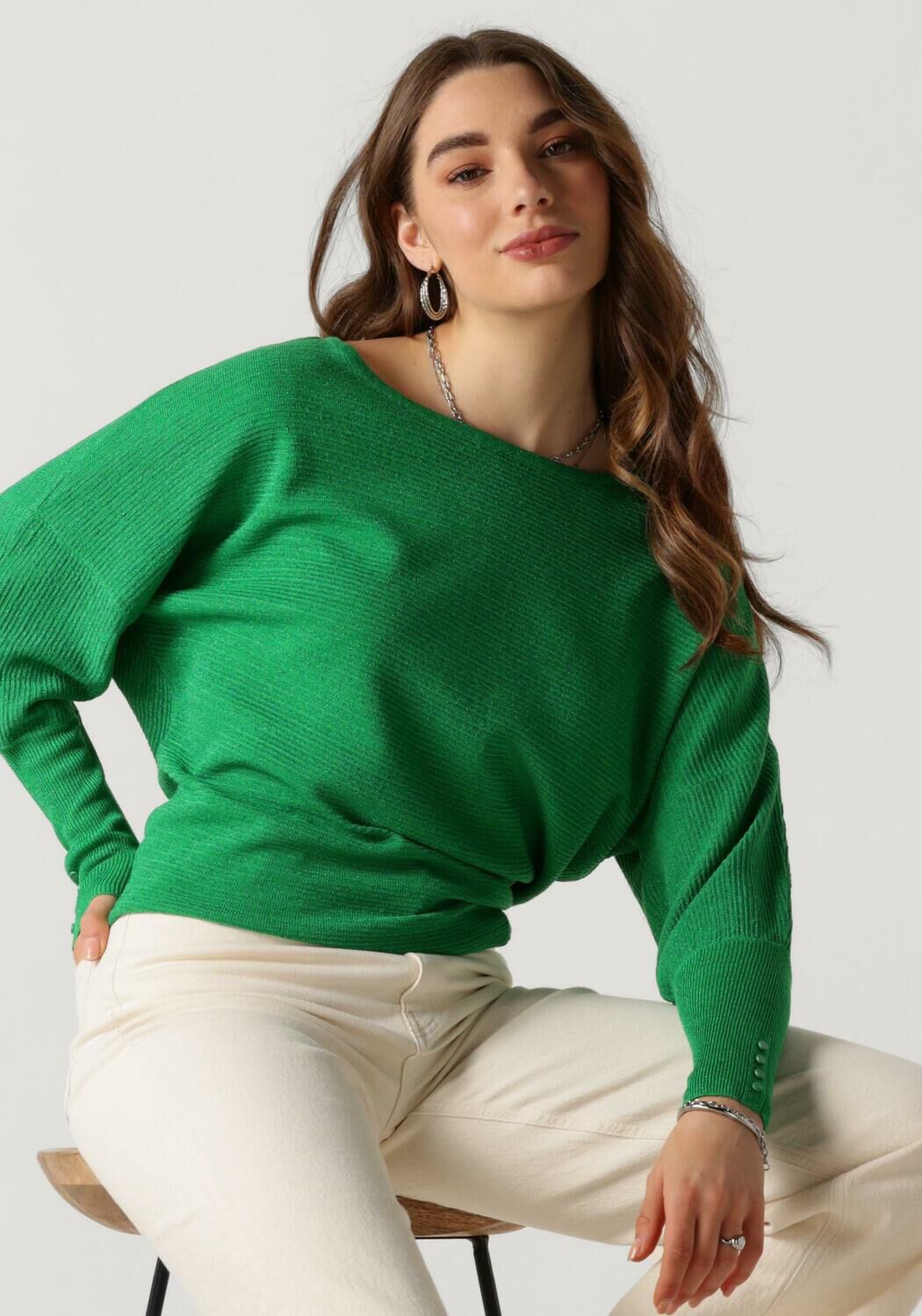 NUKUS Dames Truien & Vesten Batwing Pullover Lurex Groen