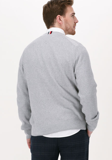 Lichtgrijze TOMMY HILFIGER Trui GRID STRUCTURE CREW NECK - large