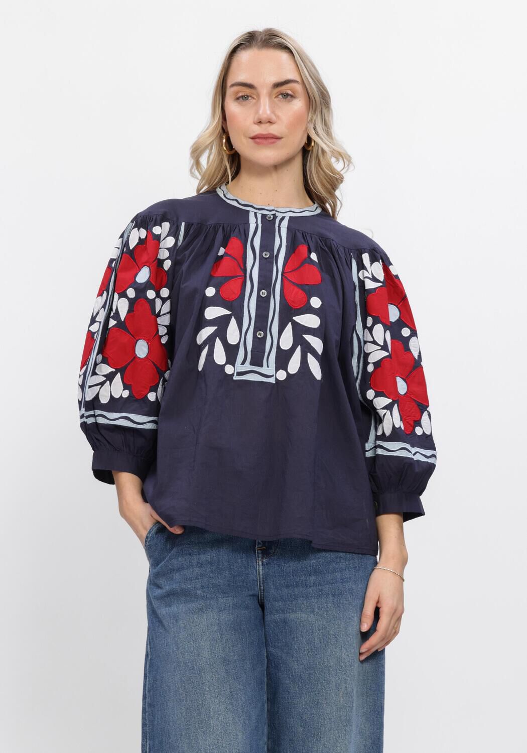 Donkerblauwe ANTIK BATIK Blouses OXO BLOUSE - large
