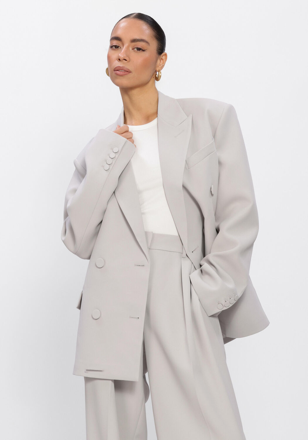 Lichtgrijze OMODA ATELIER Blazer X MODEROSA - ARDENT - large