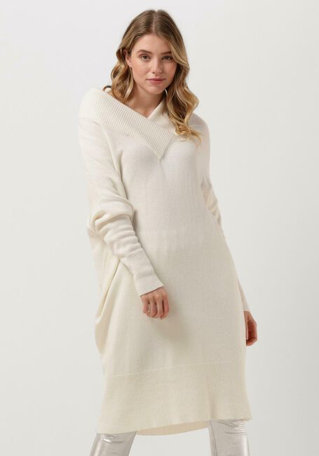 Witte 10DAYS Midi jurk SOFT KNIT V-NECK DRESS - large