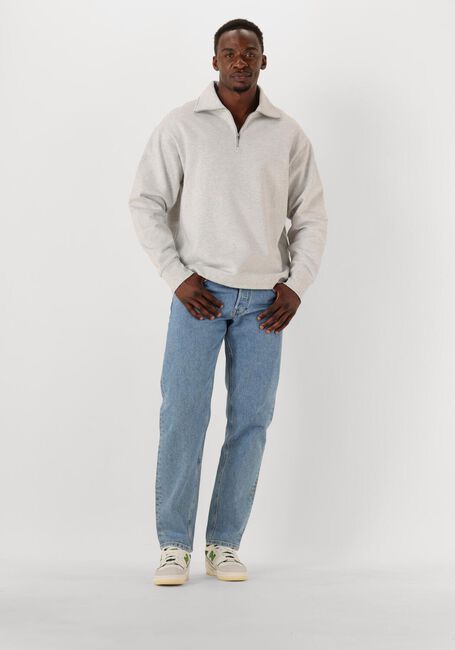 Lichtgrijze SELECTED MEN Trui SLHRELAXARON LS HALF ZIP SWEAT - large