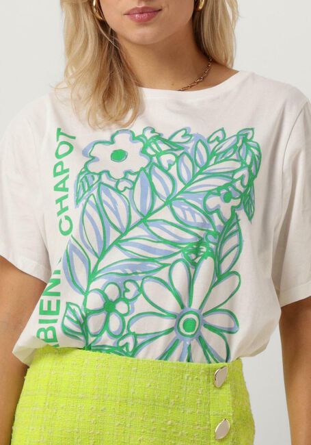 Ecru FABIENNE CHAPOT T-shirt FAY BLOOM GREEN T-SHIRT - large