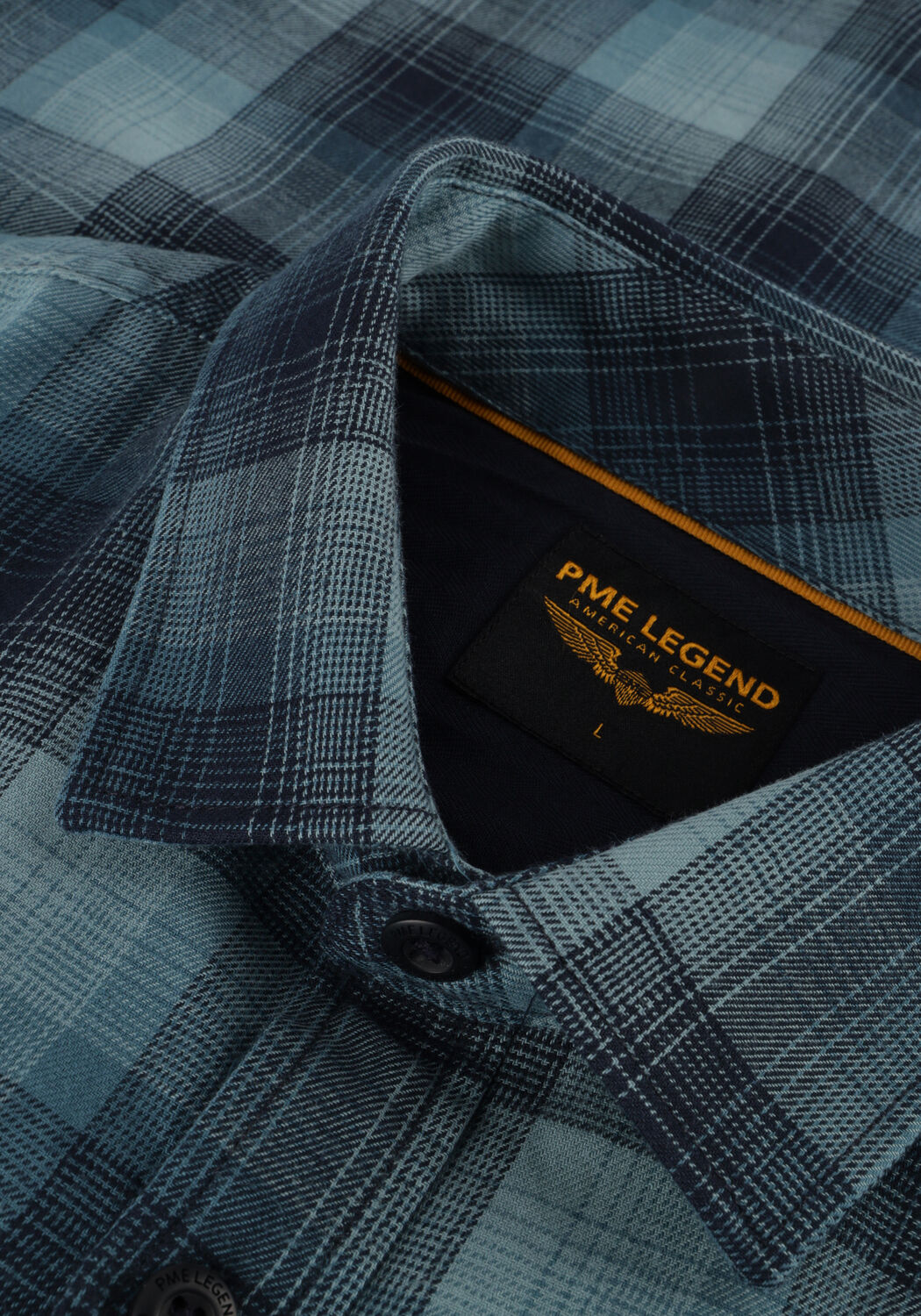 Lichtblauwe PME LEGEND Casual overhemd LONG SLEEVE SHIRT CTN TWILL CHECK - large