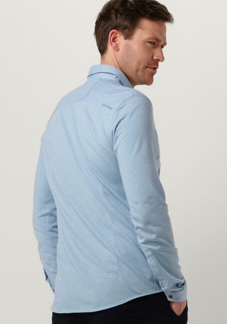 Lichtblauwe CAST IRON Casual overhemd LONG SLEEVE SHIRT CF JERSEY PIQUE TEC - large