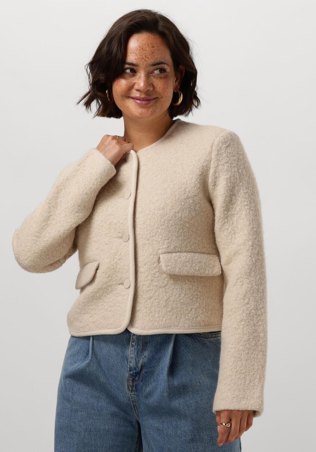 Moss copenhagen Beige Jas voor Stijlvolle Vrouwen Beige Dames