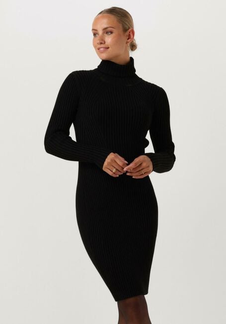 Zwarte JANICE Mini jurk JURK GEBREID KOL TRAVIS - large