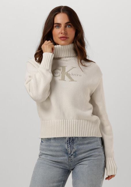 Witte CALVIN KLEIN Coltrui CHENILLE MONOLOGO SWEATER - large