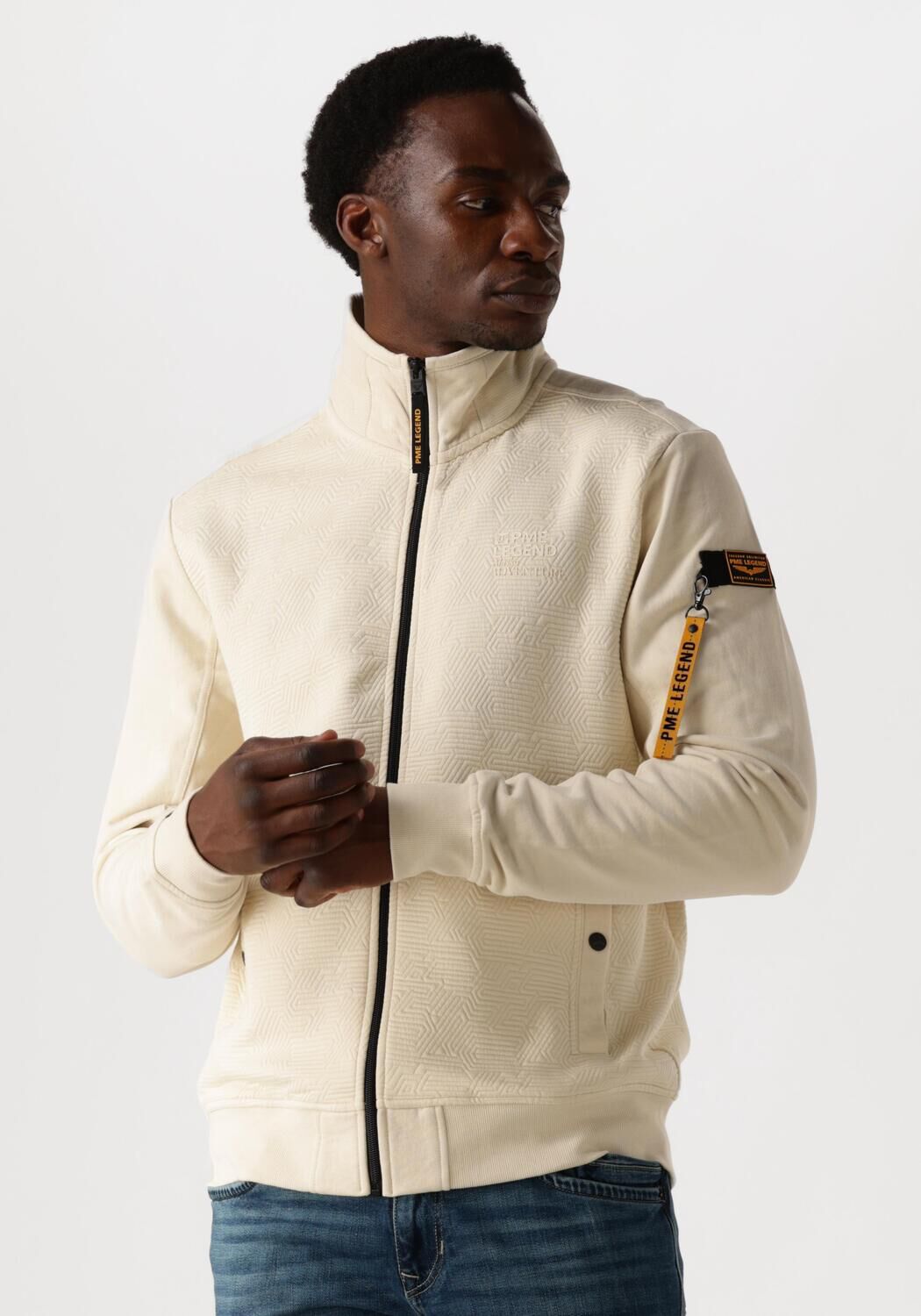 PME LEGEND Heren Truien & Vesten Zip Jacket Jacquard Interlock Sweat Creme