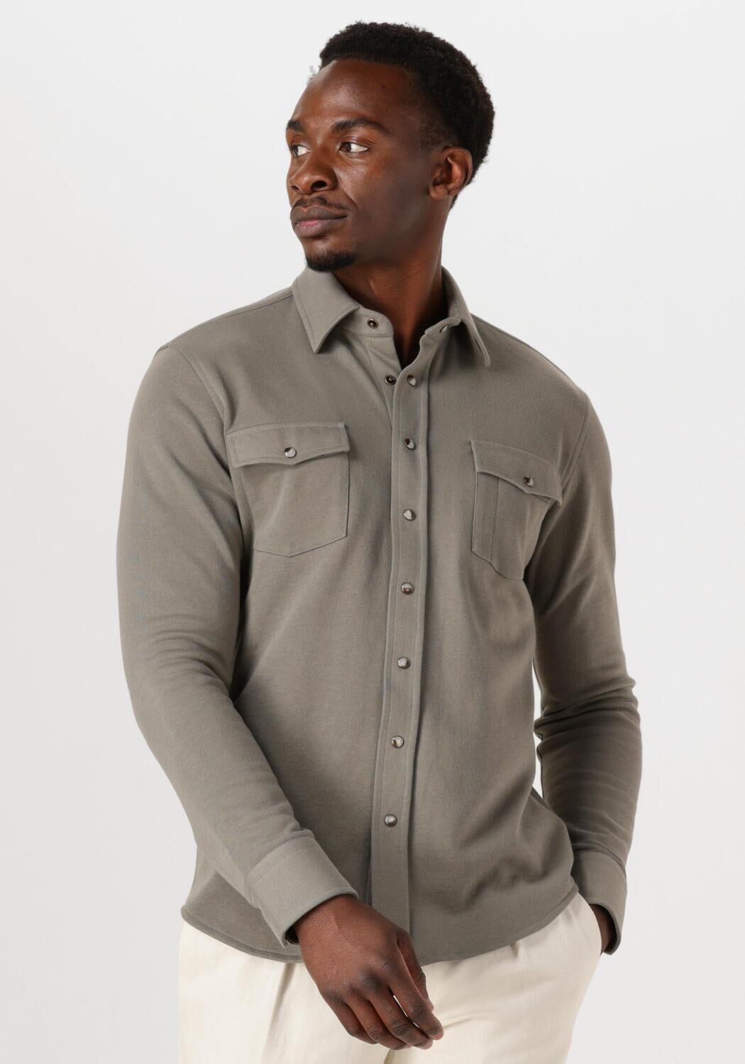 PROFUOMO Heren Overhemden Overshirt Wester Groen