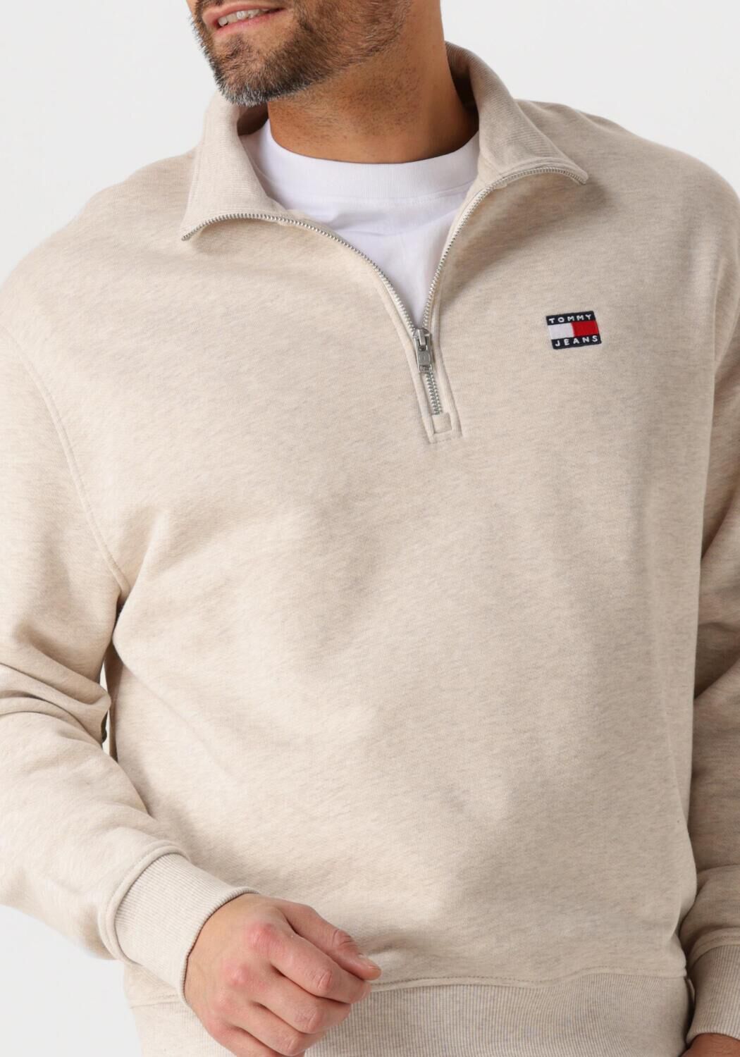 TOMMY JEANS Heren Truien & Vesten Tjm Rlx Badge 1 4 Zip Beige