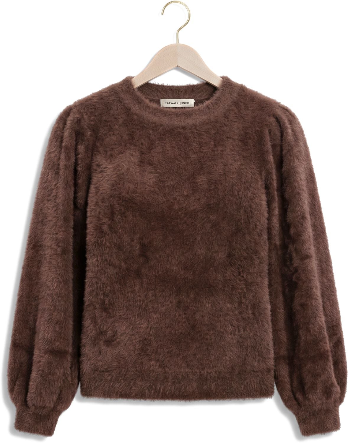 CATWALK JUNKIE Dames Truien & Vesten Fuzzy Puff Sleeve Knit Bruin