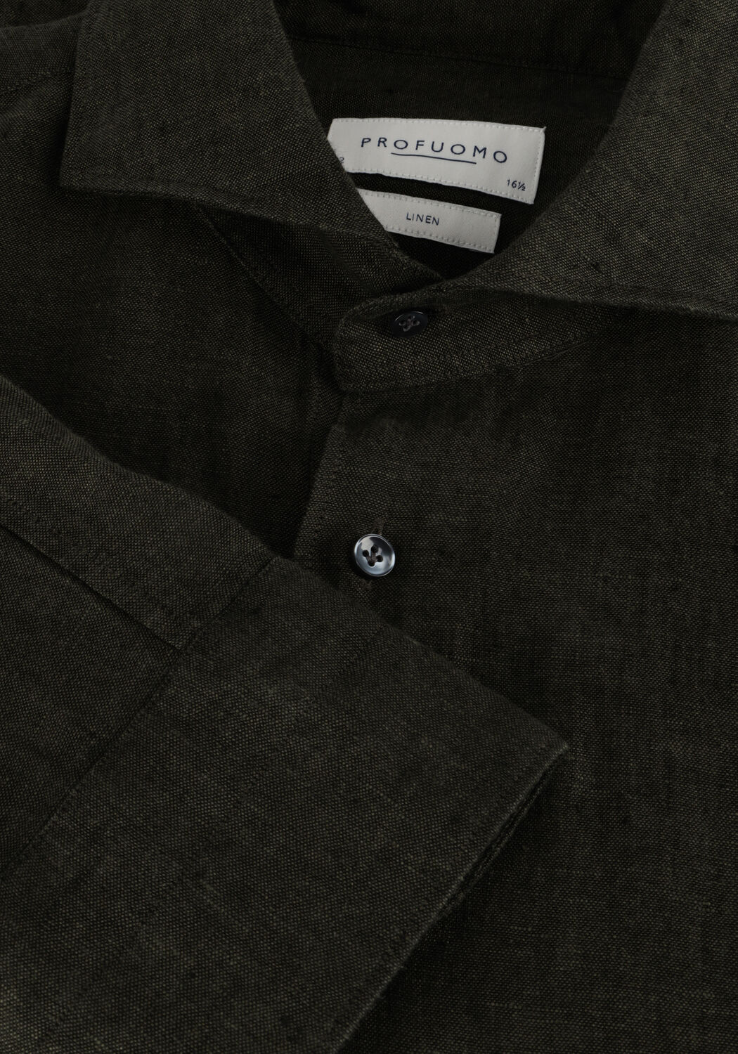 Donkergroene PROFUOMO Casual overhemd SHIRT X-CUTAWAY SC LINNEN - large