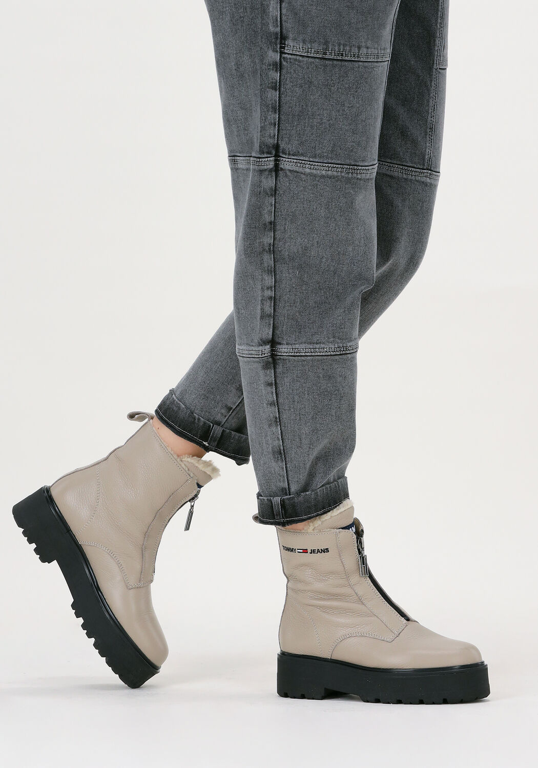 Beige TOMMY JEANS Enkelboots WARMLINED ZIPPER BOOT - large