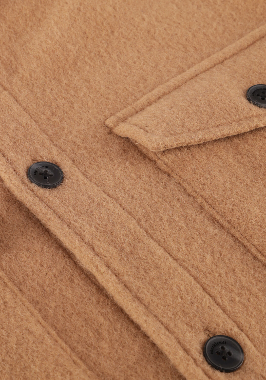 Camel ANERKJENDT Overshirt AKOSCAR BOILED WOOL OVERSHIRT - large