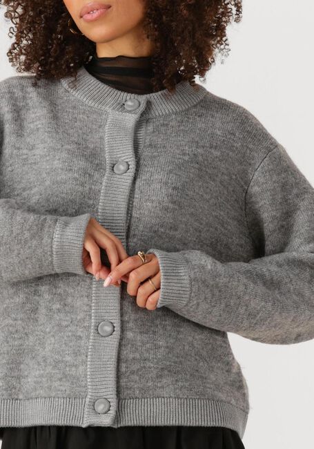 Grijze OBJECT Vest OBJMERLE LS LO KNIT BOMBER - large