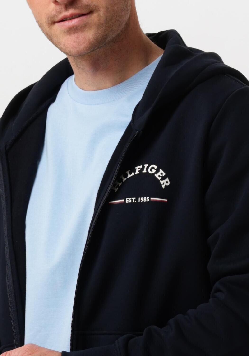 TOMMY HILFIGER Heren Truien & Vesten Roundall Hooded Zip Through Blauw